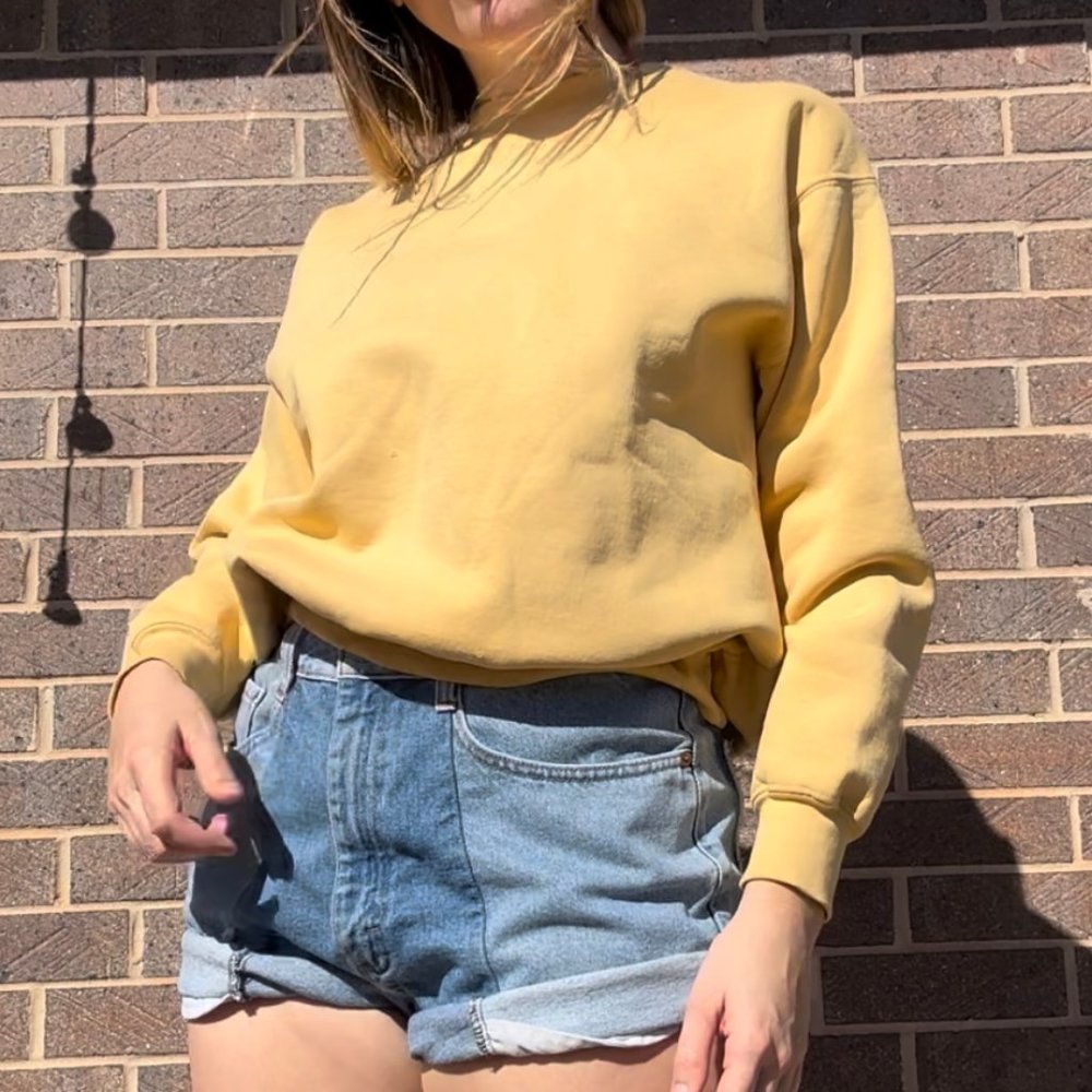 Vintage Lands End Crew Neck Sweater Yellow Size Large